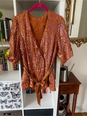 Vintage Sequin Wrap Top